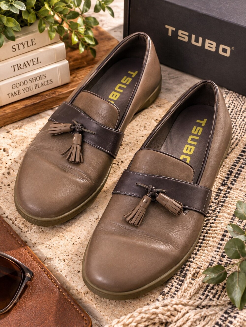 Tsubo Brown Leather Tassel Slip‑On Loafers – EU 41.5 / US 8.5 – Used Condition